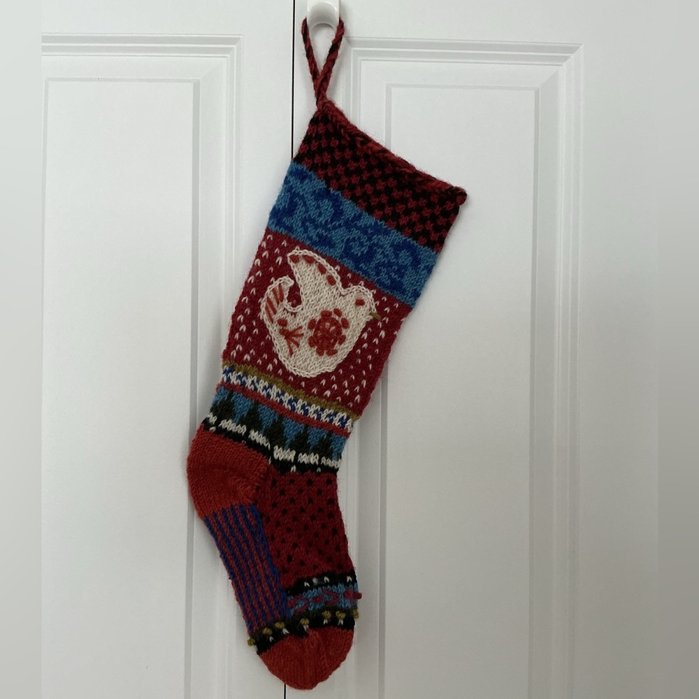 Lost Horizons Festive Knit Christmas Stocking with Bird Design